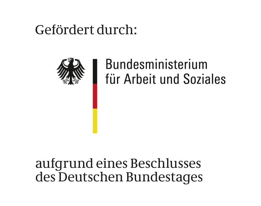 Logo des BMAS mit einem Bundesadler und schwarzer Schrift