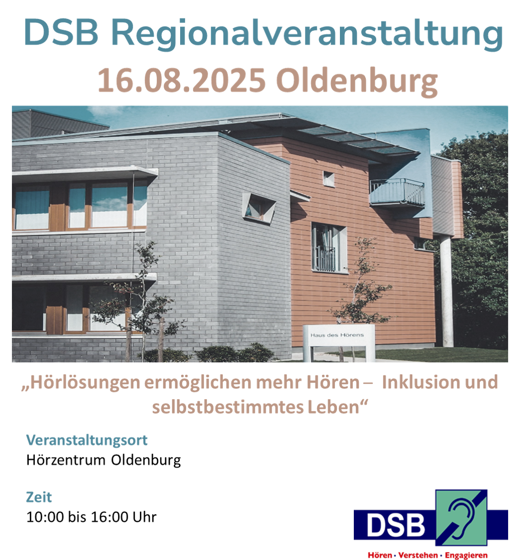 Außenansicht des Hörzentrum Oldenburg. Ein Haus mit orangener und grauer Fassade